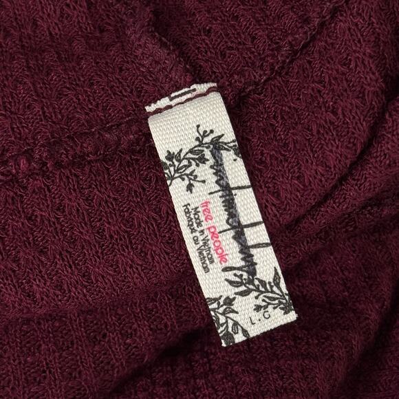 Free People Make It Easy Thermal Top Womens Large Layer High Mock Neck Burgundy - Picture 5 of 9